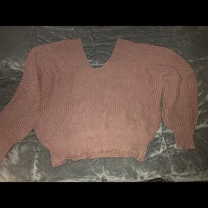 Knit Sweater Off The Shoulder Crop Top